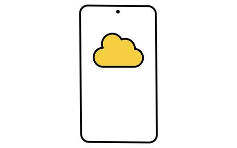 Smartphone connected to cloud line icon with mobile device and cloud symbol Stock Illustration