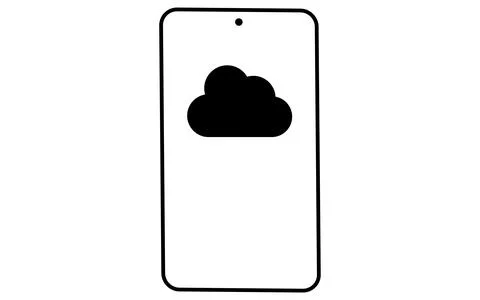 Smartphone connected to cloud line icon with mobile device and cloud symbol.. Stock Illustration
