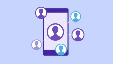 Smartphone Connected people, networking, Social network 2d with Alpha Matte Stock Footage 345548532
