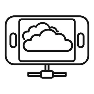 Smartphone connecting to cloud computing service icon 스톡 일러스트