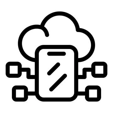 Smartphone connecting to cloud servers using distributed network technology Stock Illustration
