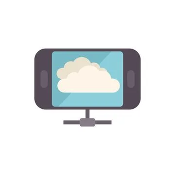 Smartphone connecting to cloud service through cable icon Illustrazione stock
