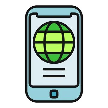 Smartphone connecting to global internet network icon Stock Illustration