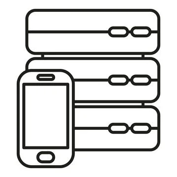 Smartphone connecting with server rack data storage Stock Illustration