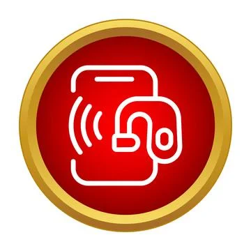 Smartphone connecting wireless headset with sound waves icon Stock Illustration