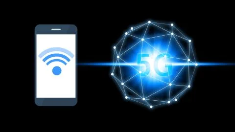 Smartphone connection 5G icon technology, Smartphone using 5G technology with イラスト素材