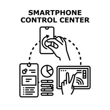 Smartphone control center managing smart connected devices Stock Illustration