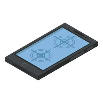 Smartphone control drone icon, isometric style Stock Illustration