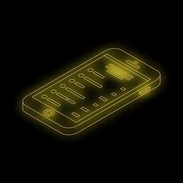 Smartphone with control panel glowing on dark background Stock Illustration