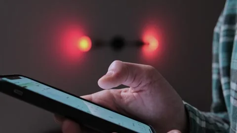 Smartphone to control smart lighting and select colors Stock Footage 297862933