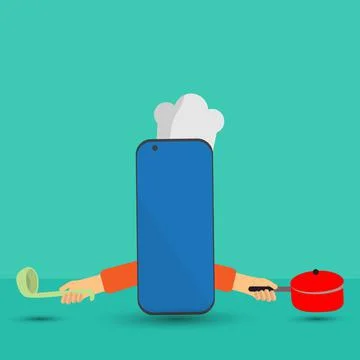 Smartphone with cook hat Stock Illustration