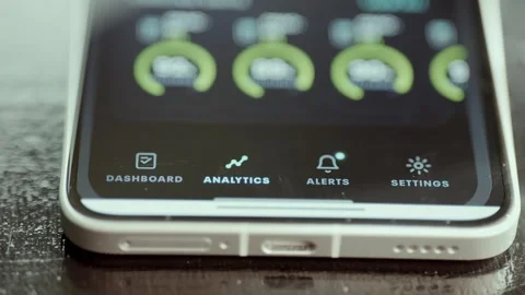 Smartphone Cooling Application Open On Analytics Tab With Green Gauges 4K Stock Footage 341358759