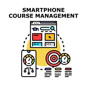 Smartphone course management delivering remote education and online learning Stock Illustration