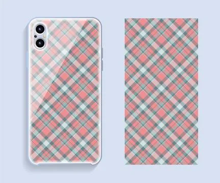 Smartphone cover design vector mockup. Template geometric pattern for mobile Stock Illustration