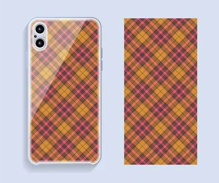 Smartphone cover design vector mockup. Template geometric pattern for mobile Stock Illustration