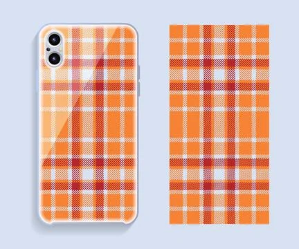 Smartphone cover design vector mockup. Template geometric pattern for mobile  스톡 일러스트
