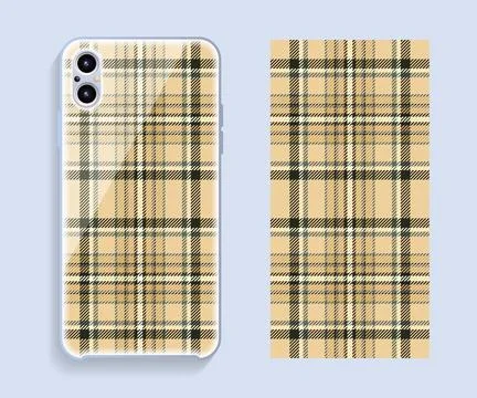 Smartphone cover design vector mockup. Template geometric pattern for mobile  Stock Illustration