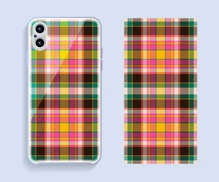 Smartphone cover design vector mockup. Template geometric pattern for mobile  Stock Illustration