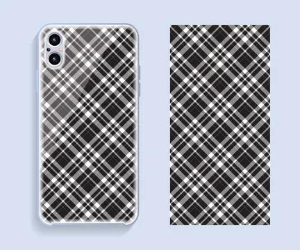 Smartphone cover design vector mockup. Template geometric pattern for mobile  Illustrazione stock