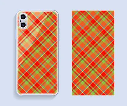 Smartphone cover design vector mockup. Template geometric pattern for mobile  스톡 일러스트