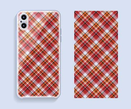 Smartphone cover design vector mockup. Template geometric pattern for mobile  Stock Illustration