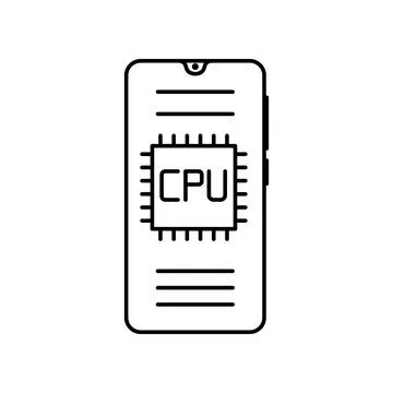 Smartphone CPU icon. Simple line, outline vector of touch phone icons for ui and Stock Illustration