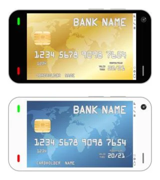 Smartphone with a credit card in an interface Stock Illustration