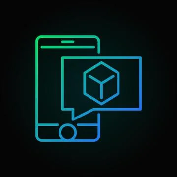 Smartphone with cube colored vector icon Stock Illustration