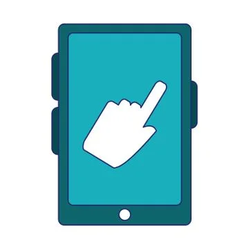 Smartphone with cursor hand on screen Stock Illustration