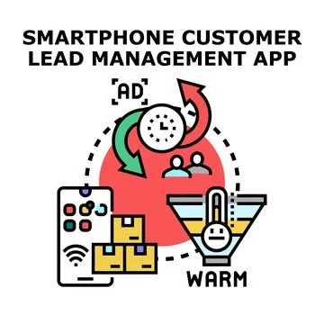 Smartphone customer lead management app creating sales funnel process Stock Illustration