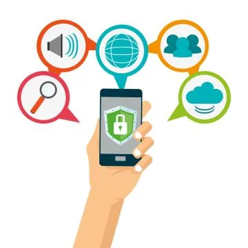 Smartphone cyber security system design Stock Illustration