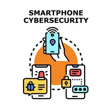 Smartphone cybersecurity protecting mobile data and privacy Stockillustratie