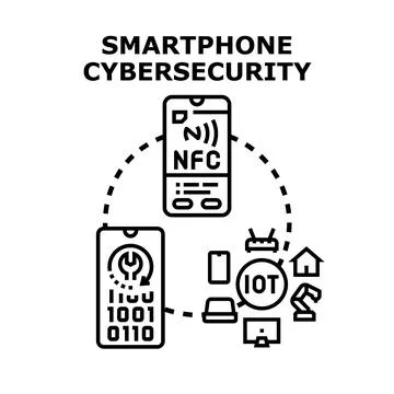 Smartphone cybersecurity protecting mobile data and iot devices Illustrazione stock