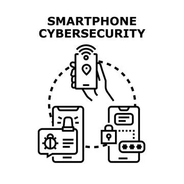 Smartphone cybersecurity protecting mobile data and privacy Stock Illustration