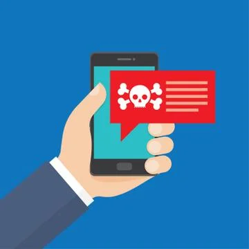 Smartphone in danger, red alert. Stock Illustration