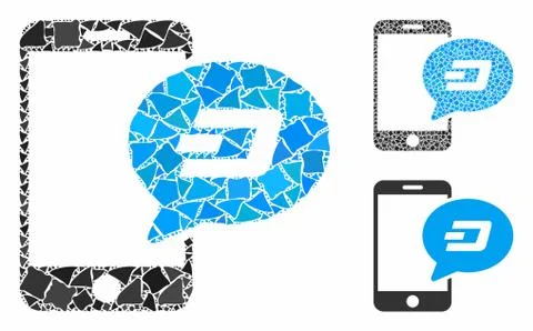 Smartphone Dash message Composition Icon of Abrupt Pieces Stock Illustration