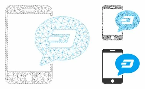 Smartphone Dash Message Vector Mesh 2D Model and Triangle Mosaic Icon Stock Illustration