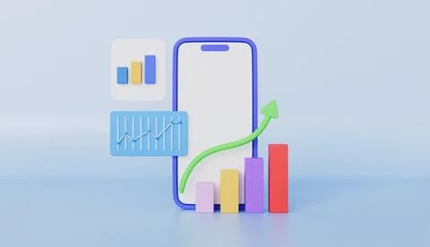 Smartphone with Dashboard graph business of analytics optimization Stock Illustration