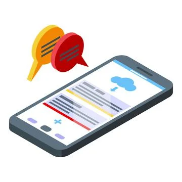 Smartphone data cloud icon isometric vector. Network technology Illustrazione stock