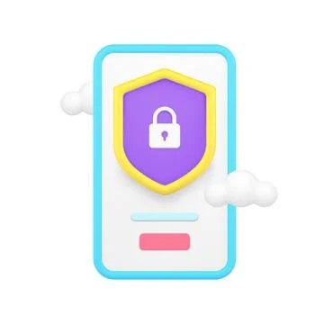 Smartphone data cloud storage protection app software access 3d icon realis.. Illustrazione stock