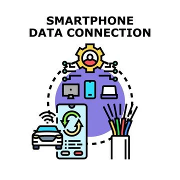 Smartphone data connection concept with technology devices Stock Illustration