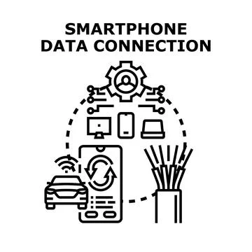 Smartphone data connection concept with technology devices 库存插图