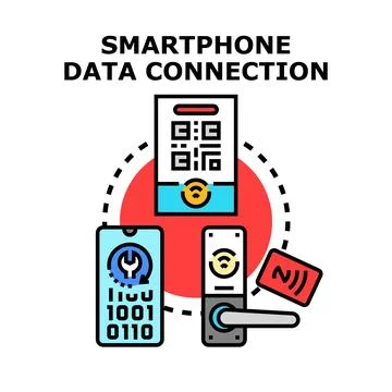 Smartphone data connection concept using digital technology Stock Illustration