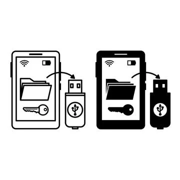 Smartphone Data Extraction Icons. Line and Glyph Vector Illustrations. Phon.. Ilustración de archivo
