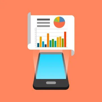 Smartphone data, infographic app concept. Isometric design. Vector illustrati Stock Illustration