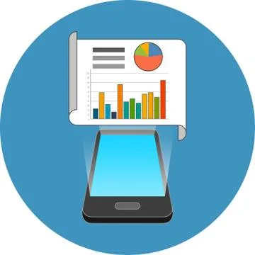 Smartphone data, infographic app concept. Isometric design. Stock Illustration
