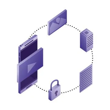 Smartphone data network connection security server 스톡 일러스트