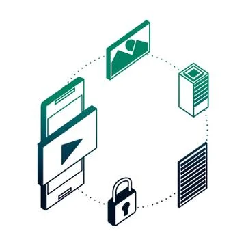 Smartphone data network connection security server 스톡 일러스트