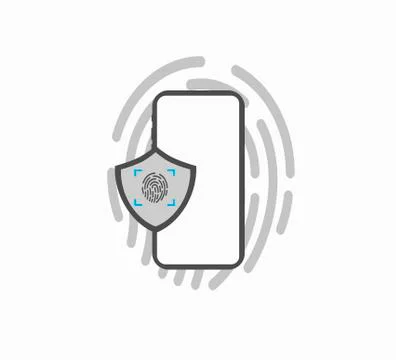 Smartphone Data Security - Fingerprint Lock Stock Illustration