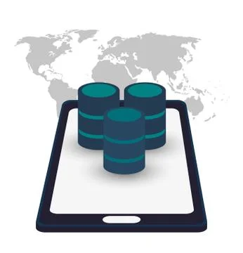 Smartphone data server access Illustrazione stock